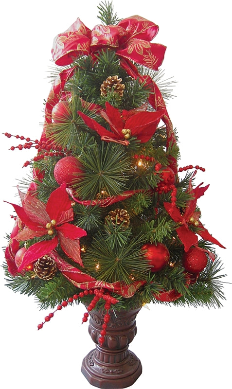 Hometown Holidays B-8237 Pre-Lit Tree, 32 in H, Poinsettia Family