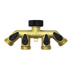 Gardena RW-99009S Tap Hose Connector Swivel, 4-Port/Way, Brass