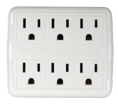 PowerZone OR801011 Outlet Tap, 125 V, 6-Outlet, White