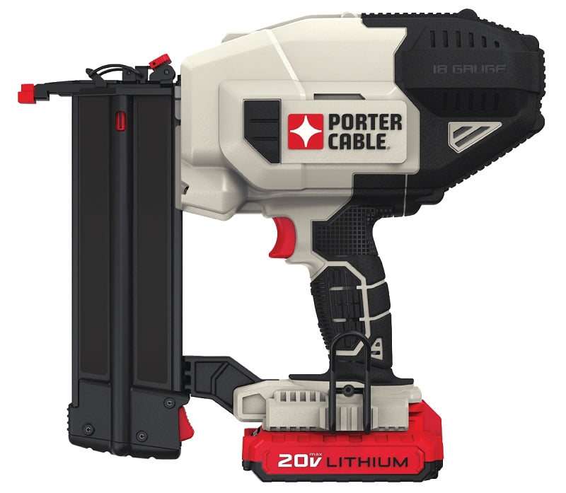 Porter-Cable PCC790LA Nailer Kit, Battery Included, 20 V, 2 Ah, 100 Magazine, Glue Collation, 18 ga Nail, Nail Fastener