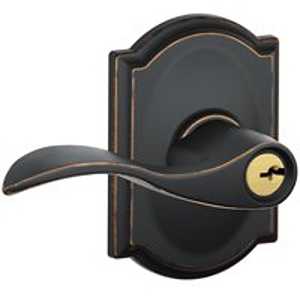 Schlage Accent Series F51A VACC716CAM Entry Door Handleset Lockset, Mechanical Lock, Aged Bronze, Lever Handle, Metal