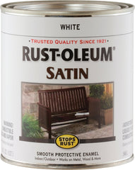 Stops Rust 7791502 Enamel Paint, Satin Sheen, White, 1 qt, Can, 60 to 100 sq-ft/qt Coverage Area
