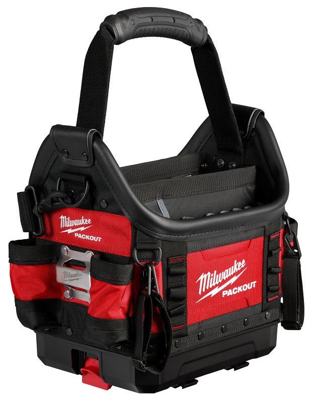 Milwaukee PACKOUT 48-22-8311 Structured Tote, 9-3/4 in W, 15 in D, 19 in H, 35 -Pocket, Polyester, Red