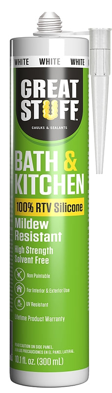 Great Stuff 99BATH3005 Caulk, White, Up to 180 deg F, 10.1 fl-oz, Cartridge