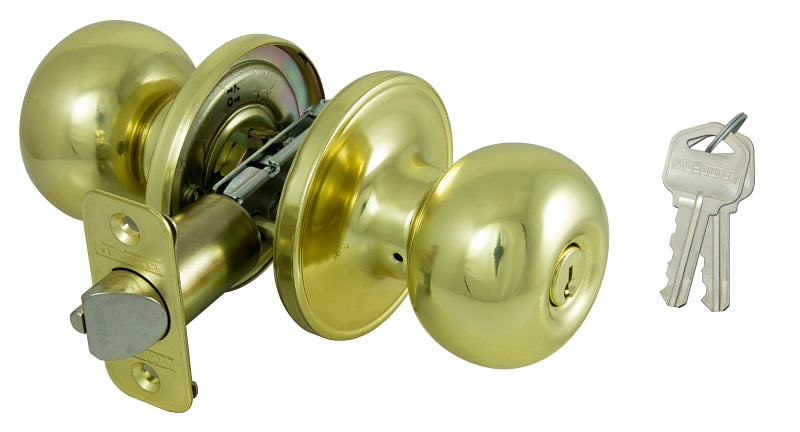 ProSource Entry Knob Lockset, Ball, Pol Brass, KA3