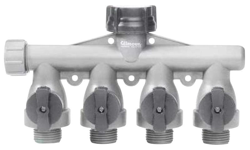 Gilmour 800414-1001 Shut-Off Valve, 3/4 in, GHT, 4 -Port/Way, 60 psi Pressure, Polymer Body