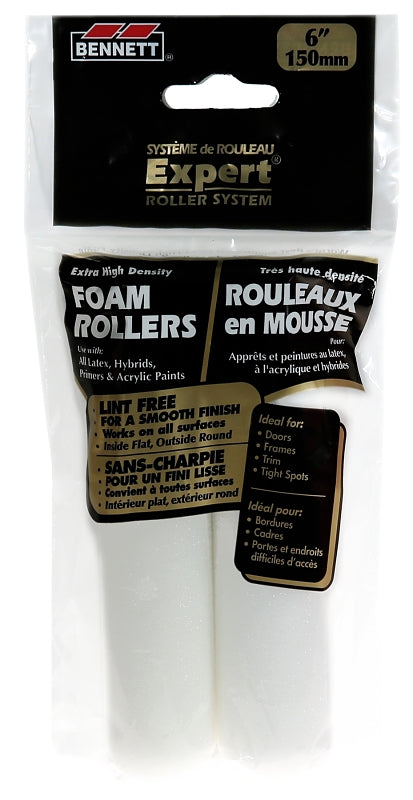 BENNETT 2X6 RND FM Paint Roller Refill, 152 mm L, Foam Cover
