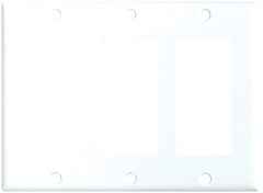 EATON 2163W-BOX Wallplate, 4-1/2 in L, 3-3/8 in W, 3 -Gang, Thermoset, White, High-Gloss