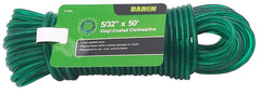 BARON 51503 Clothesline, #5, 50 ft L, Plastic/Vinyl, Green, 72 lb Working Load