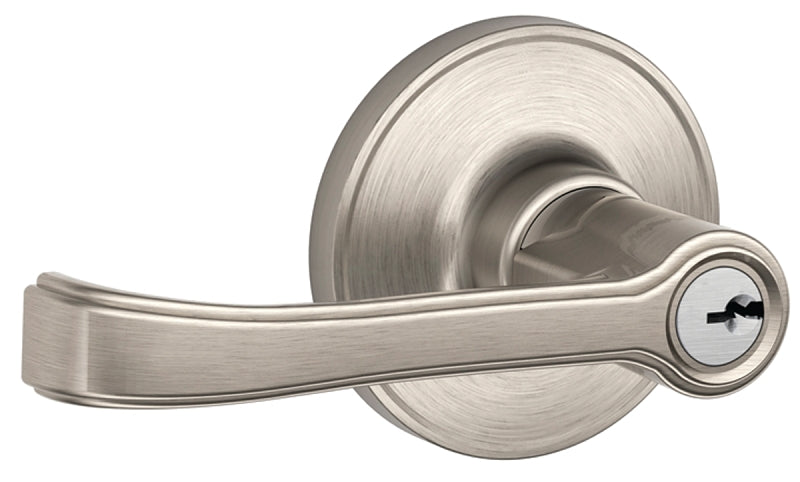 Schlage J Series J54 TOR 619 Entry Lever, Mechanical Lock, Satin Nickel, Lever Handle, Metal, Residential, Grade 3 Grade