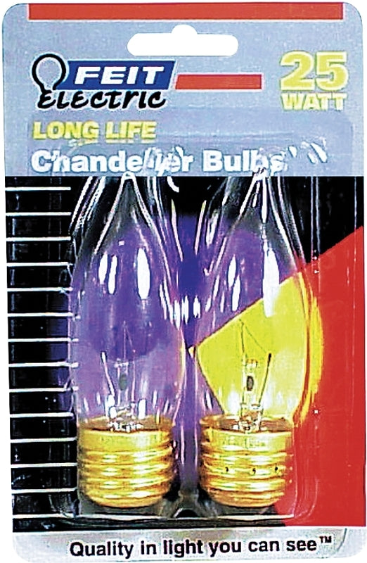 Feit Electric BP25EFC Incandescent Lamp, 25 W, Flame Tip Lamp, Medium E26 Lamp Base, 2700 K Color Temp