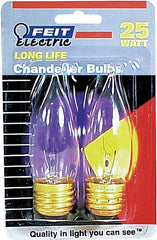 Feit Electric BP25EFC Incandescent Lamp, 25 W, Flame Tip Lamp, Medium E26 Lamp Base, 2700 K Color Temp