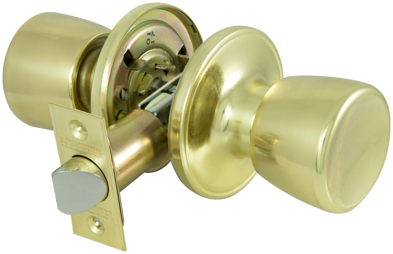 ProSource TS730V-PS Passage Door Lockset, Knob Handle, Metal, Polished Brass, 2-3/8 to 2-3/4 in Backset
