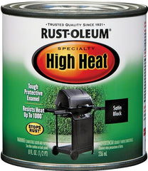 Rust-Oleum Stops Rust 7778730 Enamel Paint, Oil, Satin, Black, 0.5 pt, Can, 260 to 520 sq-ft/gal Coverage Area