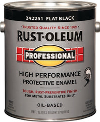 RUST-OLEUM PROFESSIONAL 242251 Protective Enamel, Flat, Black, 1 gal Can