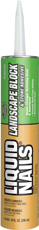 Liquid Nails LN-905 Landscape Block Adhesive, Paste, Mild Latex, White, 10 oz Cartridge