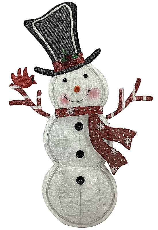 Santas Forest 72813 Glistening LED Snowman, 2 ft W, Mesh Fabric/Metal Frame, White, LED String Bulb