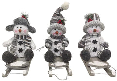 Hometown Holidays Plush Snowman On Sled Toy, Assorted, 10 in