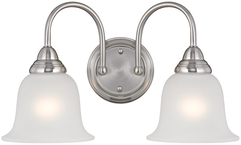 Boston Harbor LYB130928-2VL-BN Wall Sconce, 60 W, 2-Lamp, A19 or CFL Lamp, Steel Fixture, Brushed Nickel Fixture