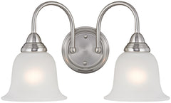 Boston Harbor LYB130928-2VL-BN Wall Sconce, 60 W, 2-Lamp, A19 or CFL Lamp, Steel Fixture, Brushed Nickel Fixture
