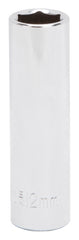 Vulcan MT6500730 Drive Socket, 12 mm Socket, 3/8 in Drive, 6-Point, Chrome Vanadium Steel, Chrome