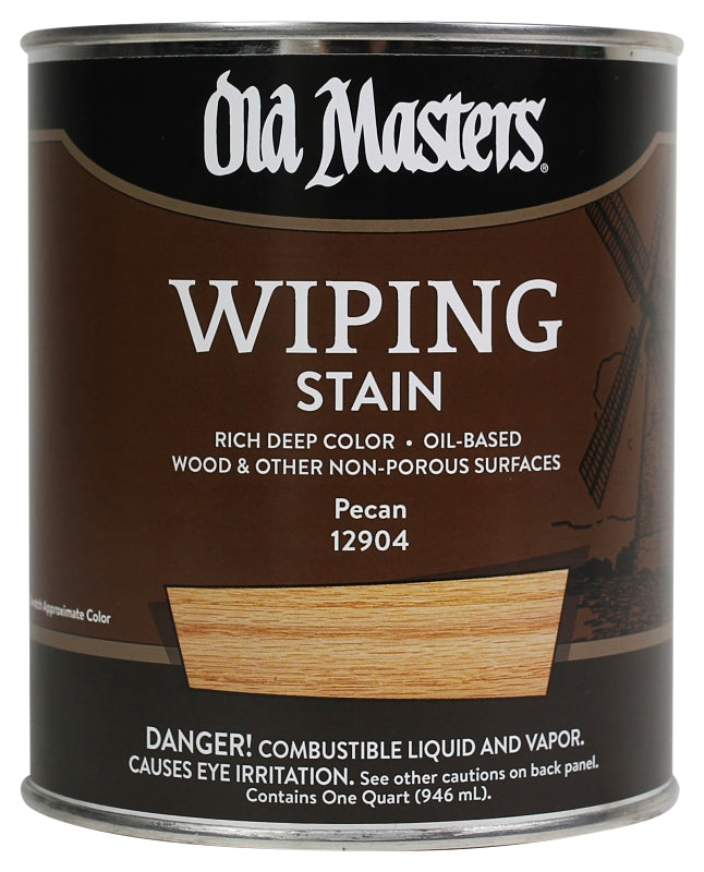 Old Masters 12904 Wiping Stain, Pecan, Liquid, 1 qt, Can