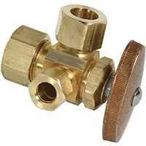 BrassCraft CR3901LX R1 Stop Valve, 1/2 x 1/2 x 3/8 in Connection, Compression, 125 psi Pressure, Brass Body