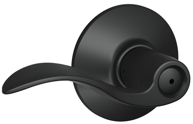 Schlage F Series F40ACC622 Privacy Lever, Mechanical Lock, Matte Black, Lever Handle, Metal, Residential, Grade 2 Grade