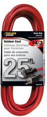 PowerZone OR514725/506725 Extension Cord, 14 AWG Cable, 25 ft L, 125 V, Red