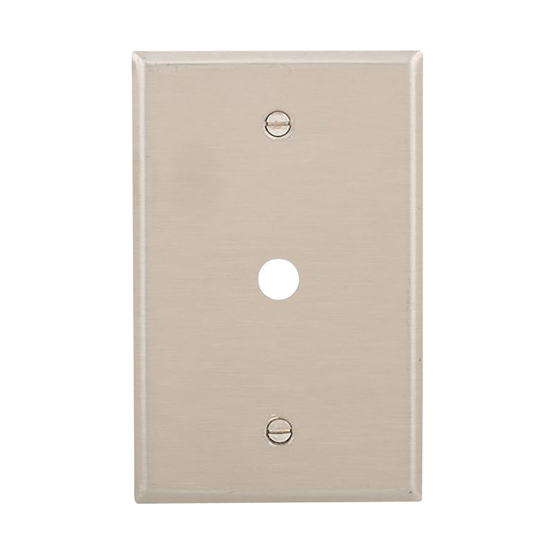 Eaton 93996-BOX Telephone and Coaxial Wallplate, 4.87 in L, 3.12 in W, 1-Gang, Stainless Steel, Stainless