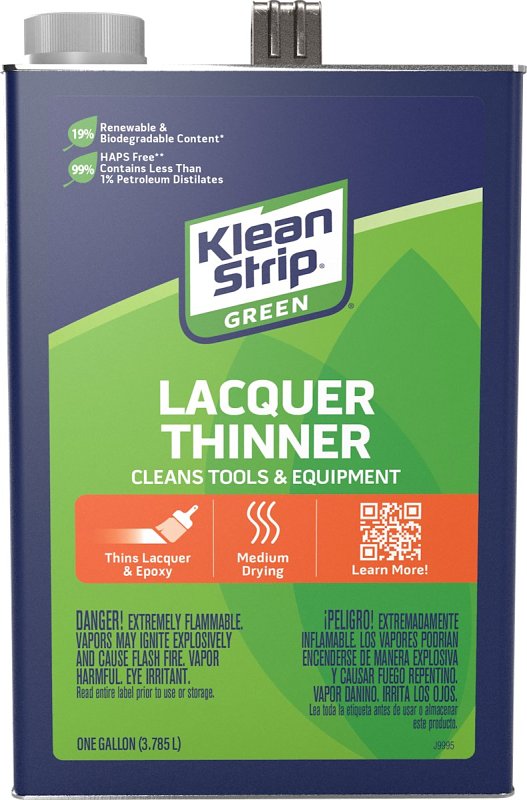Klean Strip GKGL75008 Lacquer Thinner, Liquid, Water White, 1 gal, Can