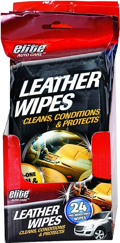 Elite Auto Care 8909 Leather Wipes, 24-Wipes
