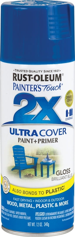 2X Ultra Cover 334027 Spray Paint, Gloss, Brilliant Blue, 12 oz, Can
