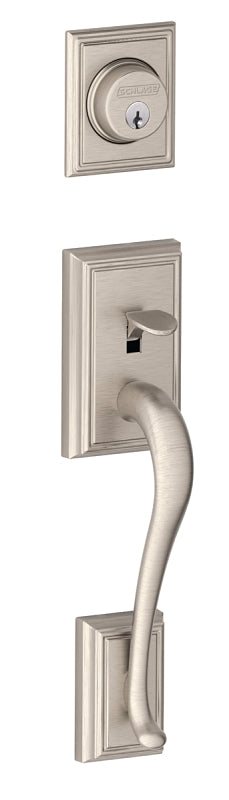 Schlage Addison Series F58ADD619 Combination Lockset, Mechanical Lock, Handleset Grip Only Handle, Satin Nickel, No