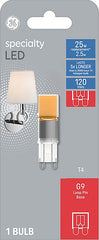 GE Specialty 93129000 Light Bulb, T4 Lamp, 25 W Equivalent, G9 Lamp Base, Non-Dimmable, Frosted, Warm White Light