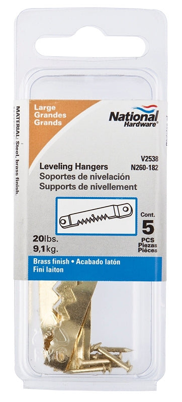 National Hardware V2538 Series N260-182 Leveling Hanger, 20 lb, Steel, Brass