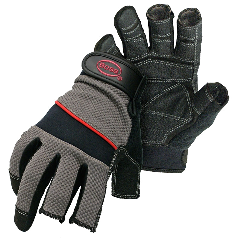 Boss 5201M Carpenter Gloves, M, Shortened Thumb, Wrist Strap Cuff, PVC