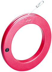 GB EFT-50B Fish Tape, 1/8 in Tape, 50 ft L Tape, Steel Tape, Red Case