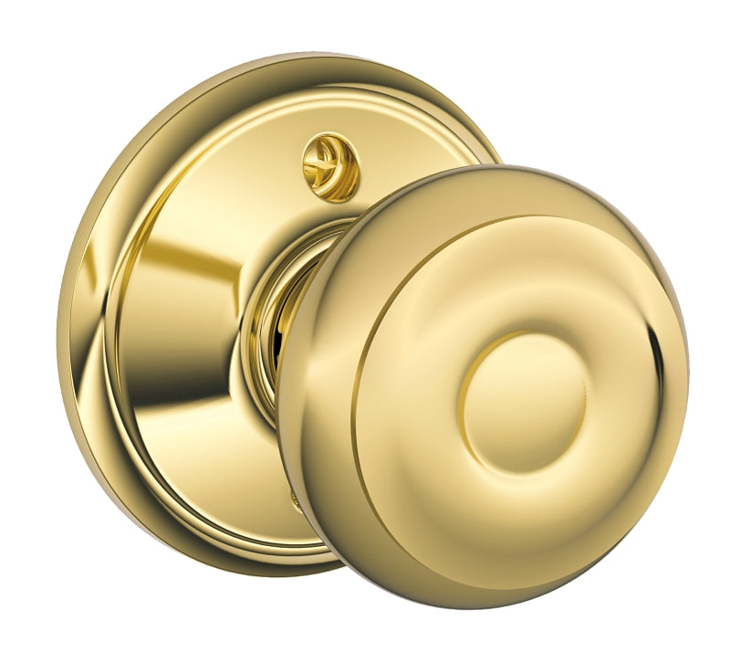Schlage Classic Series F170VGEO605 Dummy Door Lock, Knob Handle, Round Design, Bright Brass, Residential, Metal