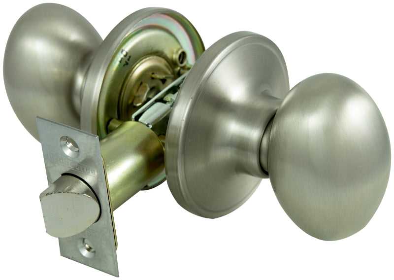 ProSource TYLP30V-PS Lockset, Knob Handle, Metal, Satin Nickel, 2-3/8 to 2-3/4 in Backset, 1-3/8 to 1-3/4 in Thick Door