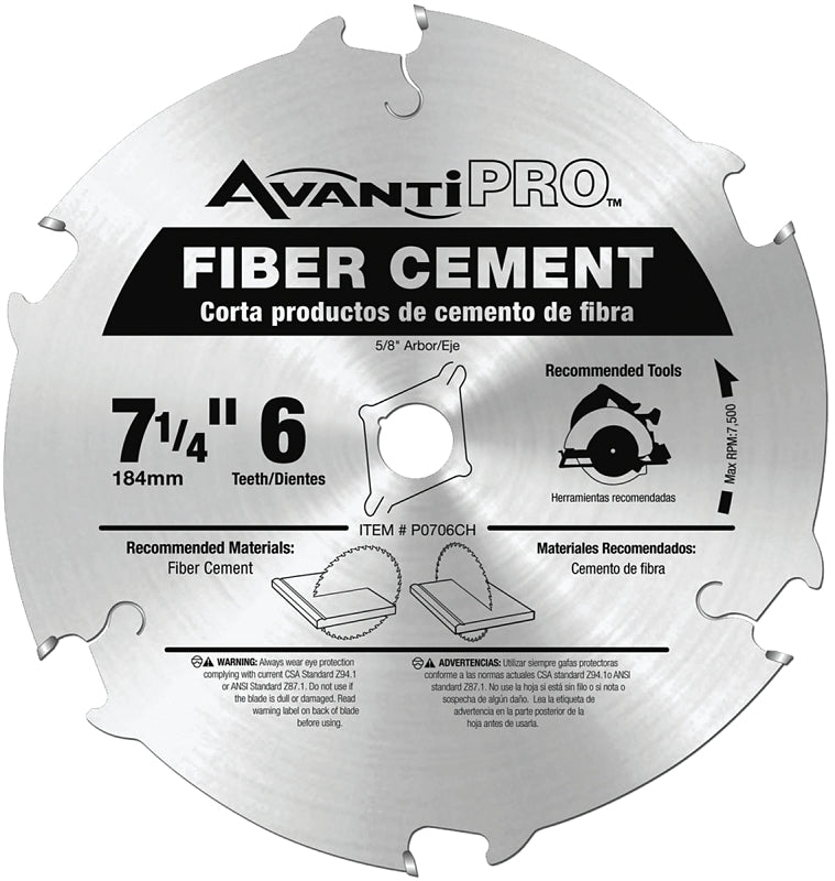Diablo P0706CH Circular Saw Blade, 7-1/4 in Dia, 5/8 in Arbor, 6-Teeth, Carbide Cutting Edge