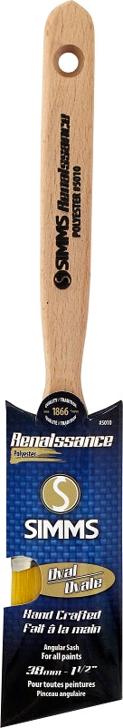 Renaissance 5010-38 Oval Sash Brush, 1-1/2 in W, 1-1/2 in L Bristle, Synthetic Hybrid Blend Bristle