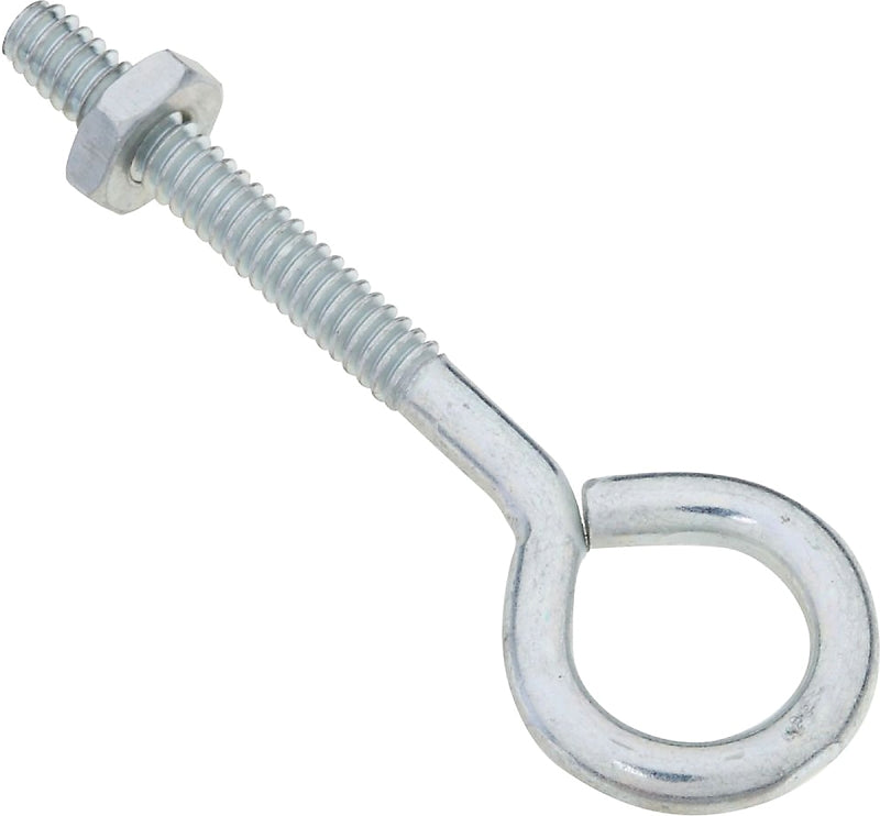 National Hardware N221-077 Eye Bolt, #10-24 Thread, 1-1/4 in L Thread, 1/2 in ID Dia Eye, 1.69 in L Shank, Steel, Zinc