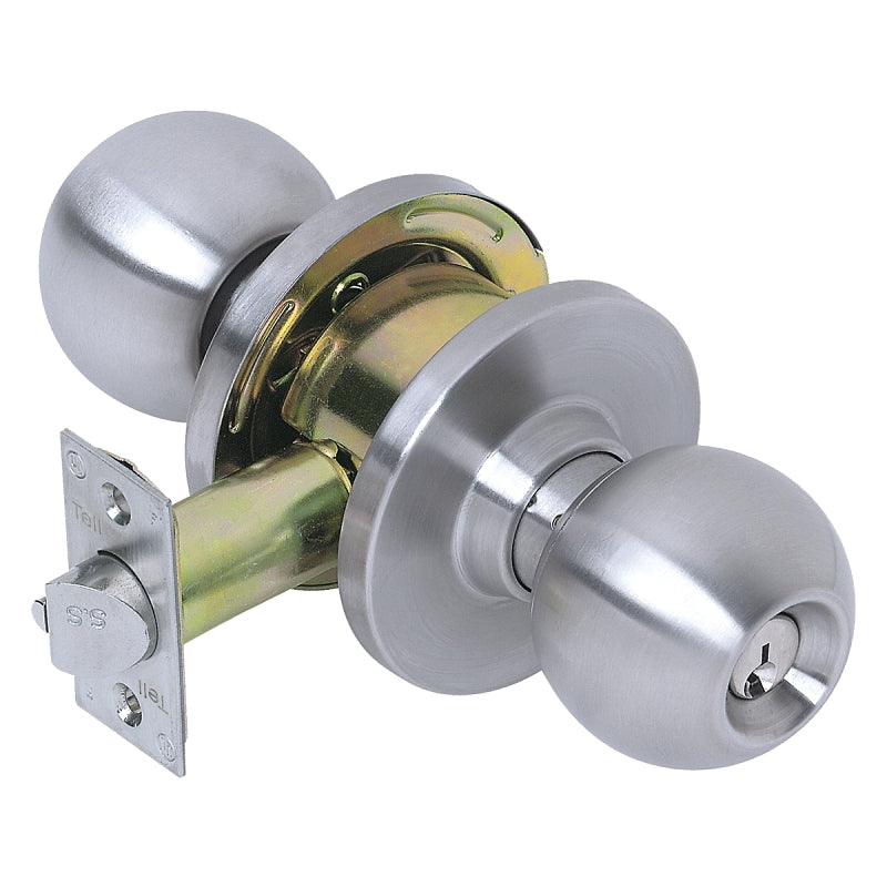 Tell Manufacturing CL100006 Storeroom Knobset, Zinc Dichromate, Commercial, SCC Keyway, 2-3/4 in Backset