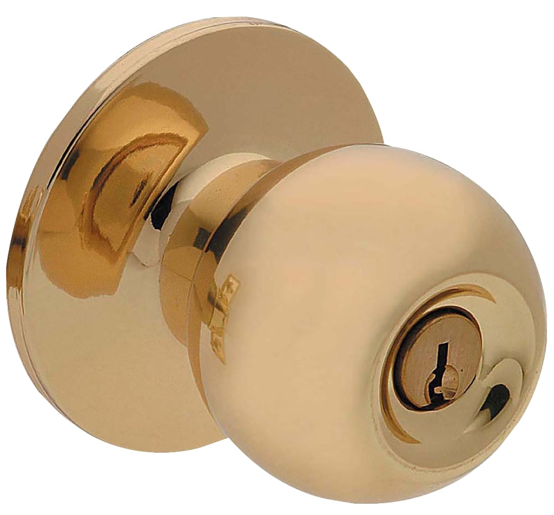 Taymor EPIC Series 35-CV1405 Passage Door Lockset, Knob Handle, Metal, Polished Brass, 2-3/8 to 2-3/4 in Backset