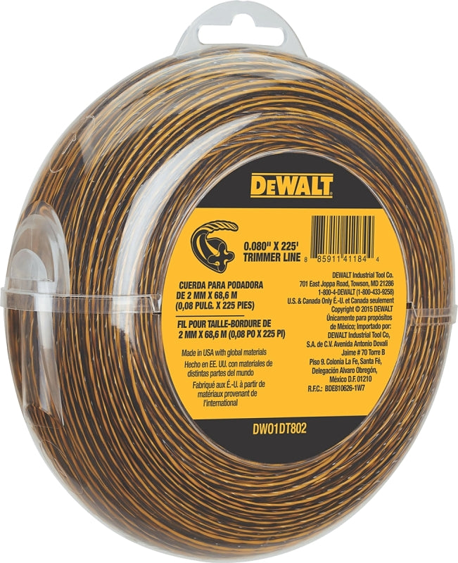 DeWALT DWO1DT802 Trimmer Line, 0.080 in Dia, 225 ft L, Yellow