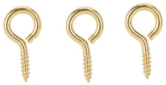 ProSource LR-240-PS Screw Eye, 4.8 mm Dia Wire, 6 mm Thread, 3/4 in L Thread, 1-15/16 in OAL, Brass, Brass Plated