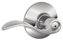 Schlage Accent Series F40 ACC 625 Privacy Lever, Mechanical Lock, Bright Chrome, Lever Handle, Metal, Residential