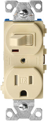 EATON TR274V Combination Switch, 1 -Pole, 15 A, 120/125 V, NEMA: NEMA 5-15R, Ivory