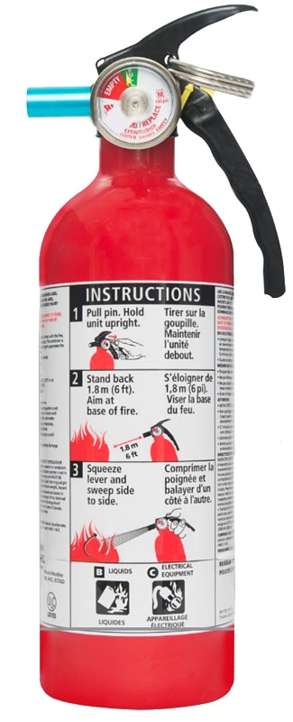 Kidde Home 466294MTL Fire Extinguisher, 2 lb Capacity, Sodium Bicarbonate, 5-B:C, B, C Class